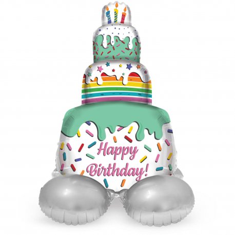 Globo Pastel Happy Birthday con Soporte 72 cm