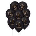 8 Globos Latex Elegant Negro 40 Años