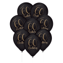 8 Globos Latex Elegant Negro 60 Años