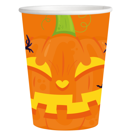 8 VASOS HALLOWEEN CALABAZAS 200 ML