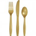 18 CUBIERTOS PLASTICO PREMIUM GLITTERING GOLD