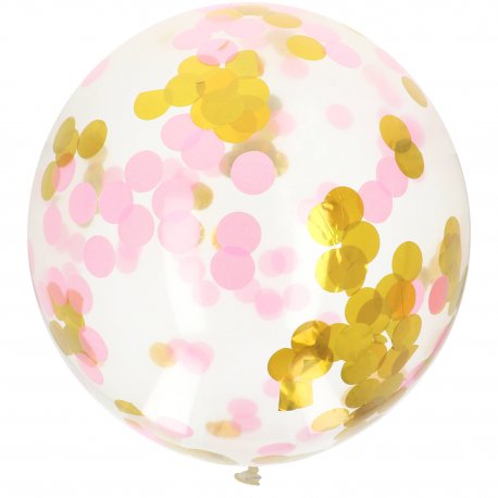 Globo con Confeti Dorado y Rosa 61 cm